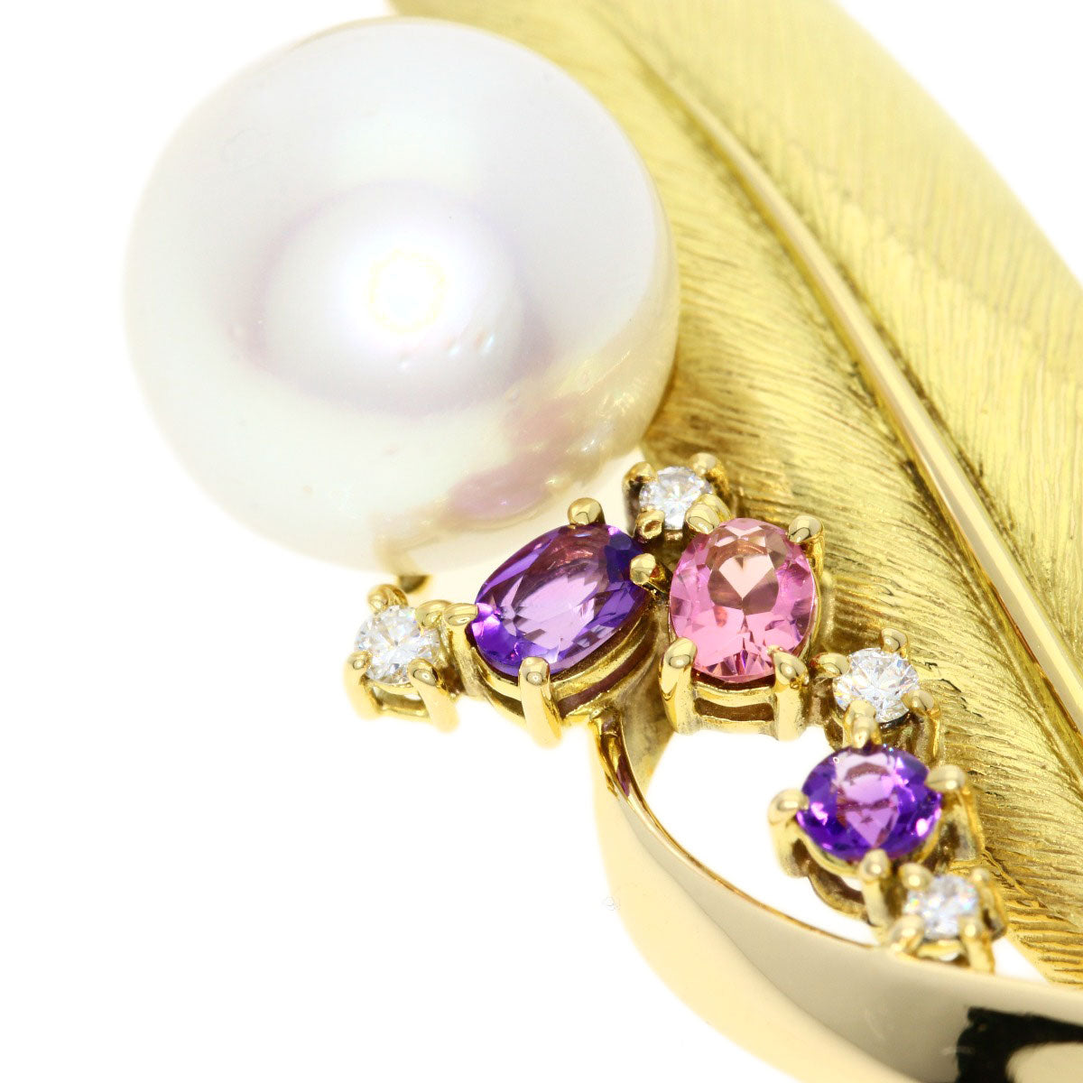 TASAKI   Brooch Pearl Pearl Amethyst Diamond K18 Yellow Gold Ladies