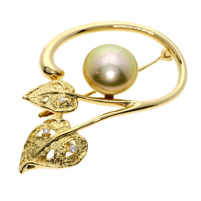 TASAKI Golden Pearl Pearl Diamond Brooch K18 Yellow Gold Ladies [Used]