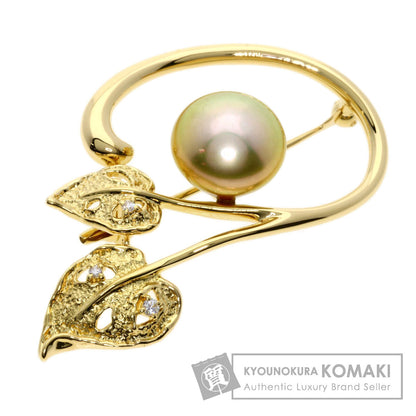 TASAKI Golden Pearl Pearl Diamond Brooch K18 Yellow Gold Ladies [Used]