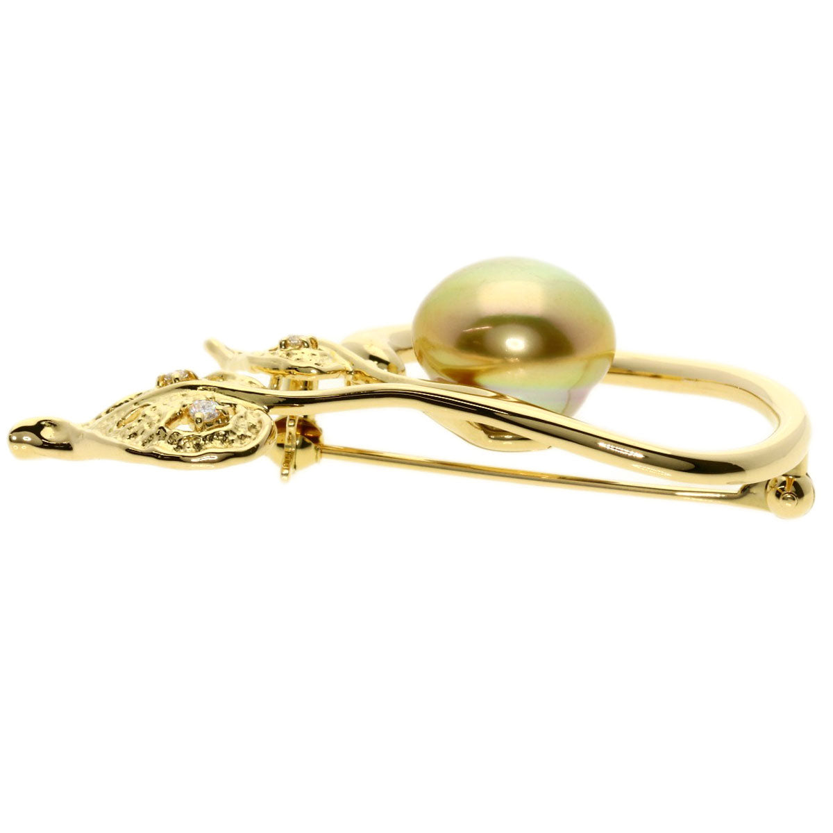 TASAKI Golden Pearl Pearl Diamond Brooch K18 Yellow Gold Ladies [Used]