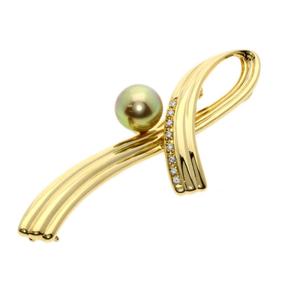 TASAKI   Brooch Pearl Pearl Diamond K18 Yellow Gold Ladies