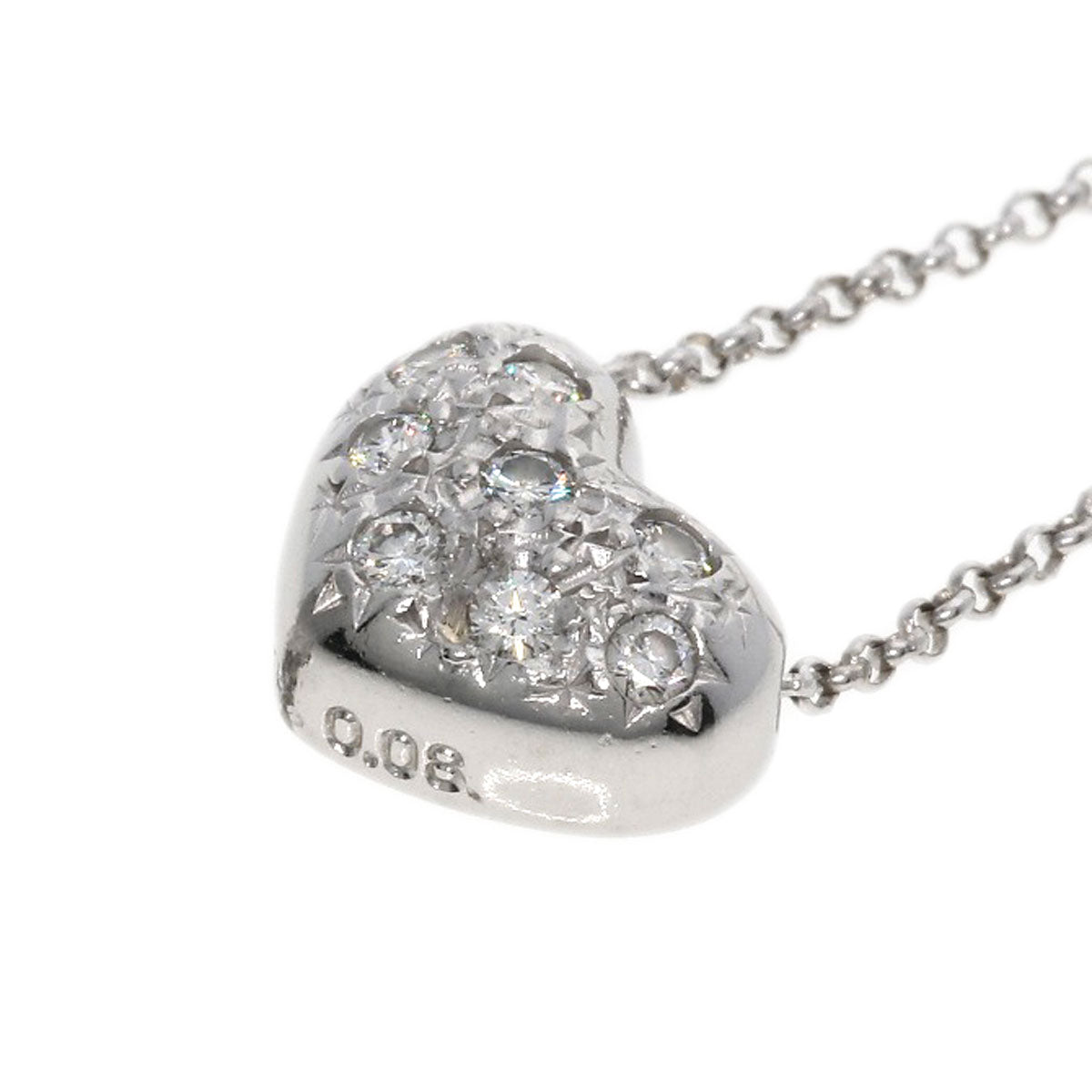 TASAKI Heart Diamond Necklace K18 White Gold Ladies [Used]