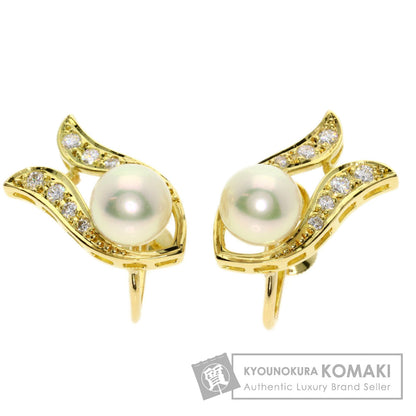 MIKIMOTO   Earring Akoya Pearl Pearl Diamond K18 Yellow Gold Ladies