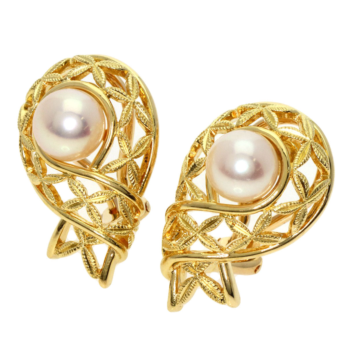 MIKIMOTO   Earring Akoya Pearl Pearl Diamond K18 Yellow Gold Ladies