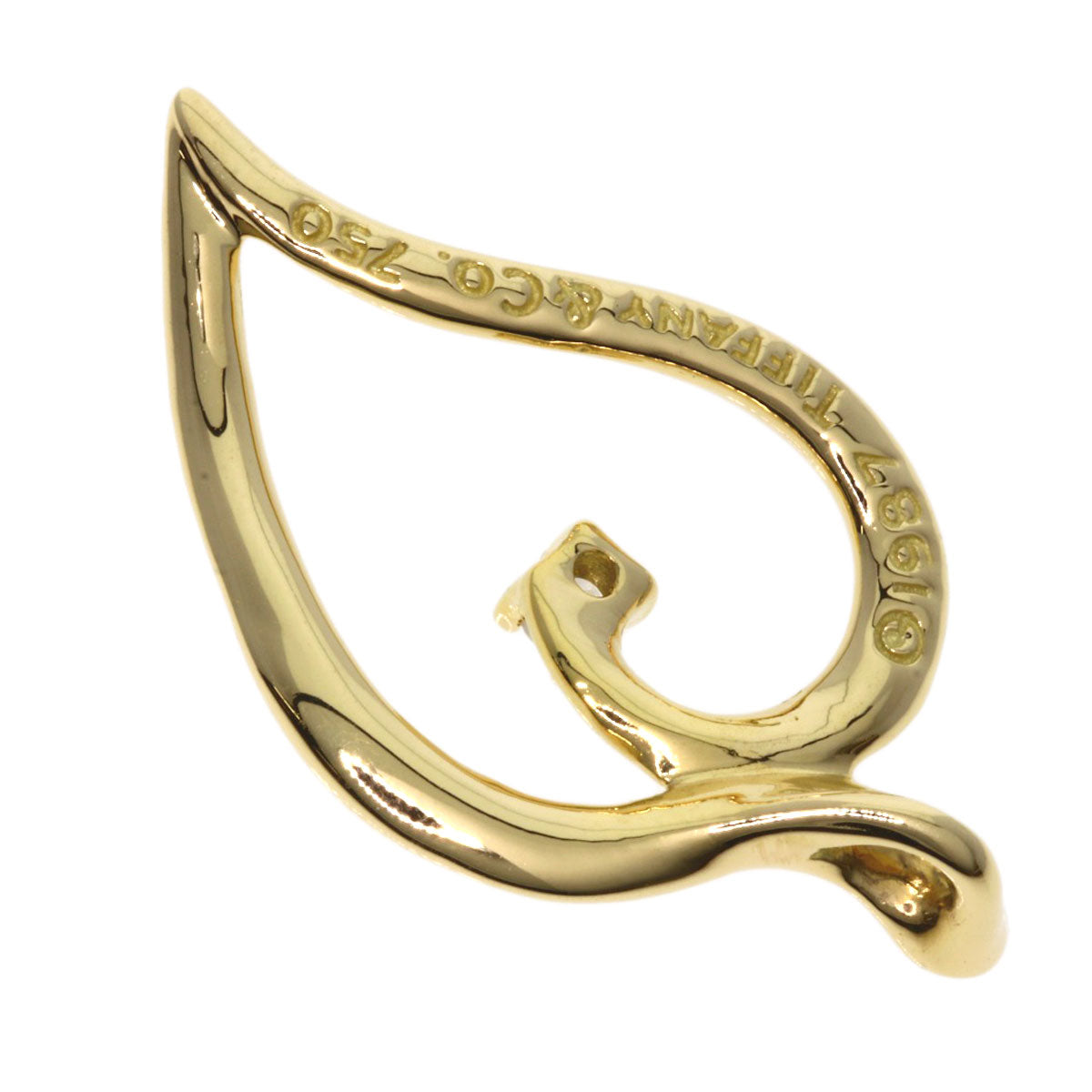 TIFFANY&Co. Leaf motif 1P Diamond Pendant top K18 Yellow Gold Ladies [Used]