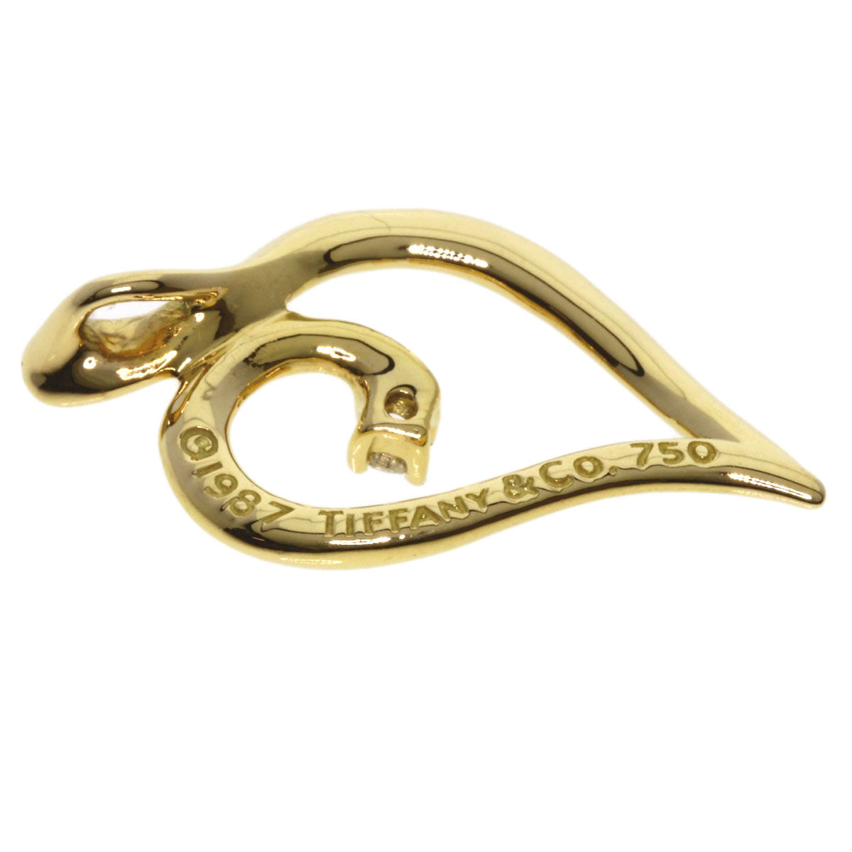 TIFFANY&Co. Leaf motif 1P Diamond Pendant top K18 Yellow Gold Ladies [Used]