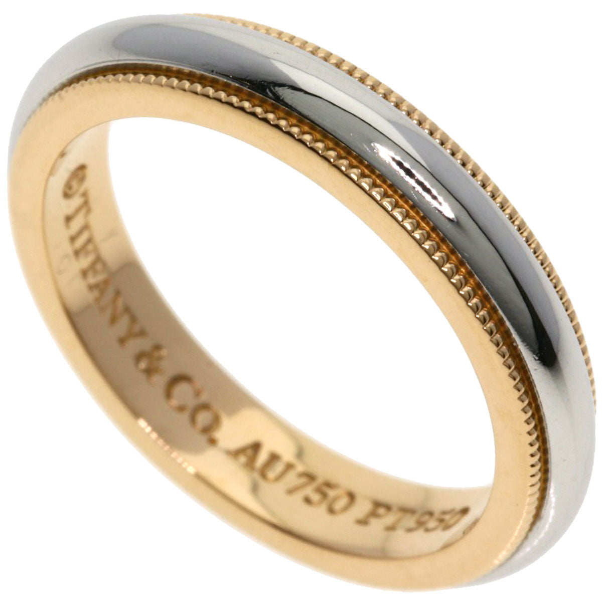 TIFFANY&Co. Milgrain Ring K18 Pink Gold PT950Ladies [Used]