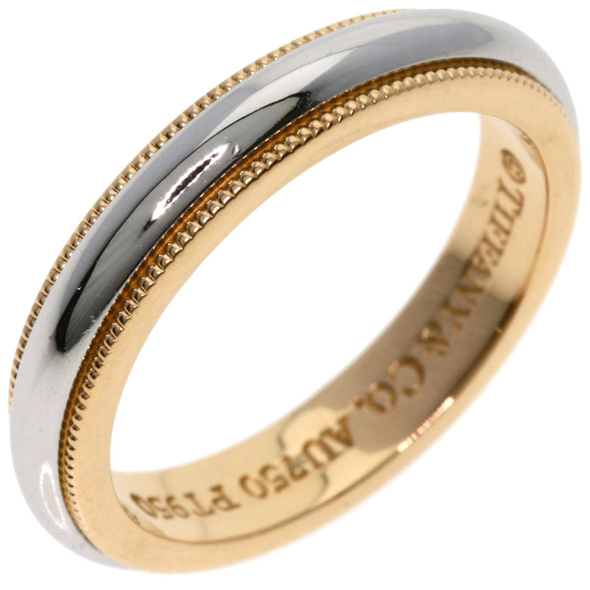 TIFFANY&Co. Milgrain Ring K18 Pink Gold PT950Ladies [Used]