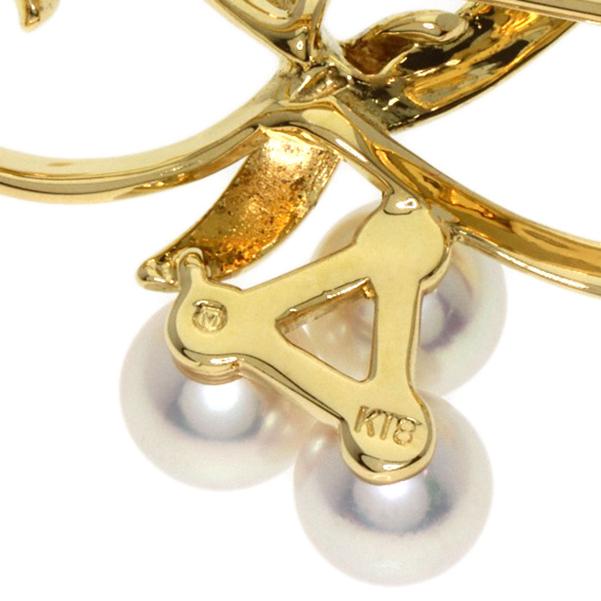 MIKIMOTO Pearl Pearl Brooch K18 Yellow Gold Ladies [Used]