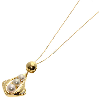 MIKIMOTO Pearl Pearl Diamond Necklace K18 Yellow Gold Ladies [Used]