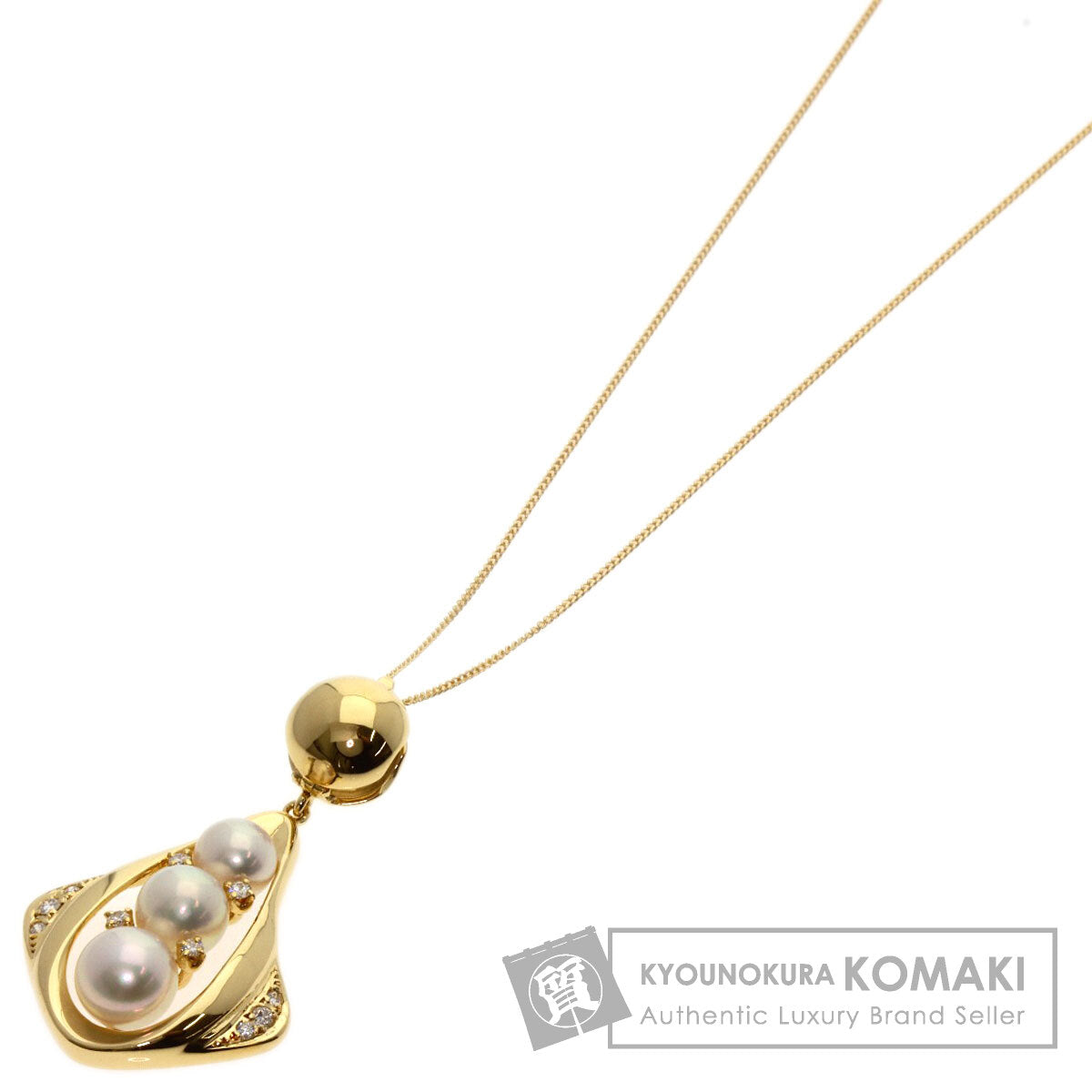 MIKIMOTO Pearl Pearl Diamond Necklace K18 Yellow Gold Ladies [Used]