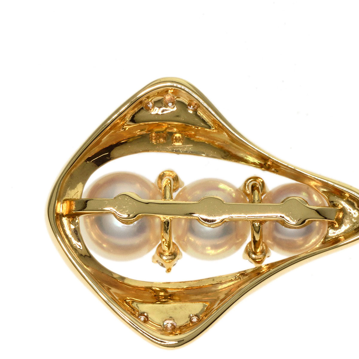 MIKIMOTO Pearl Pearl Diamond Necklace K18 Yellow Gold Ladies [Used]