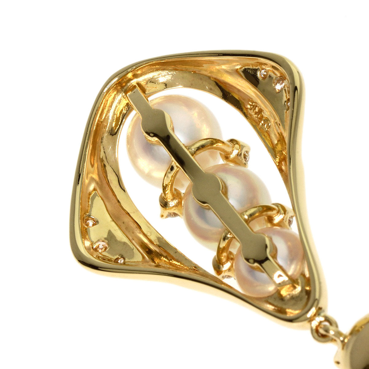 MIKIMOTO Pearl Pearl Diamond Necklace K18 Yellow Gold Ladies [Used]