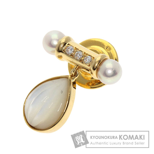 MIKIMOTO Pearl Pearl Diamond Pin Brooch Brooch K18 Yellow Gold Ladies [Used]