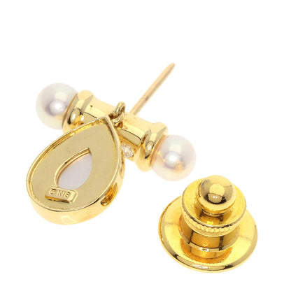 MIKIMOTO Pearl Pearl Diamond Pin Brooch Brooch K18 Yellow Gold Ladies [Used]