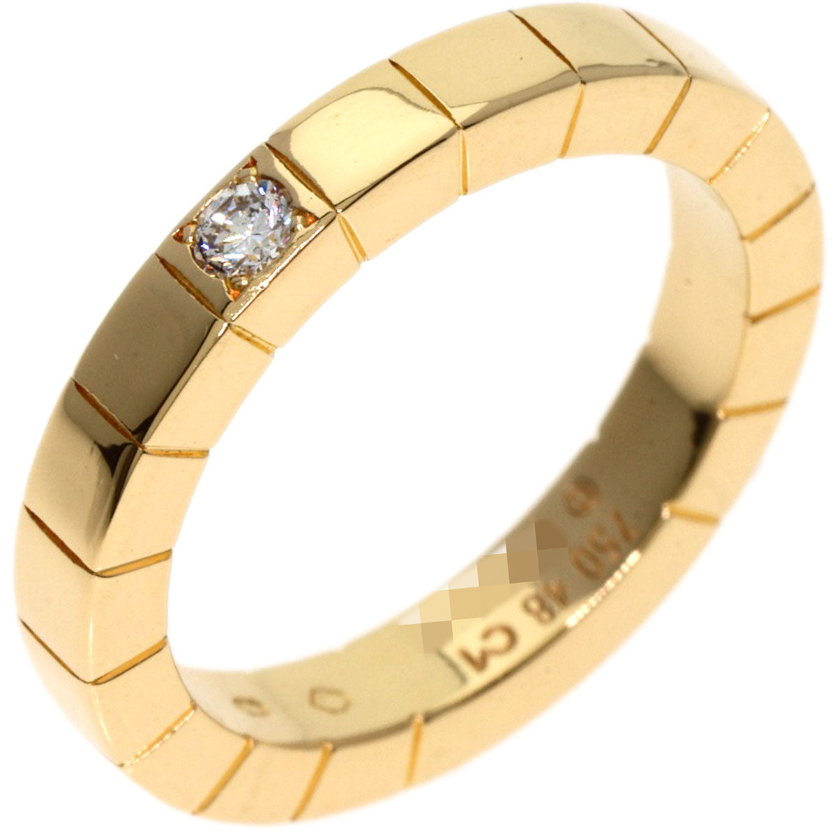 CARTIER Lanier 1P Diamond # 48 Ring K18 Yellow Gold Ladies [Used]