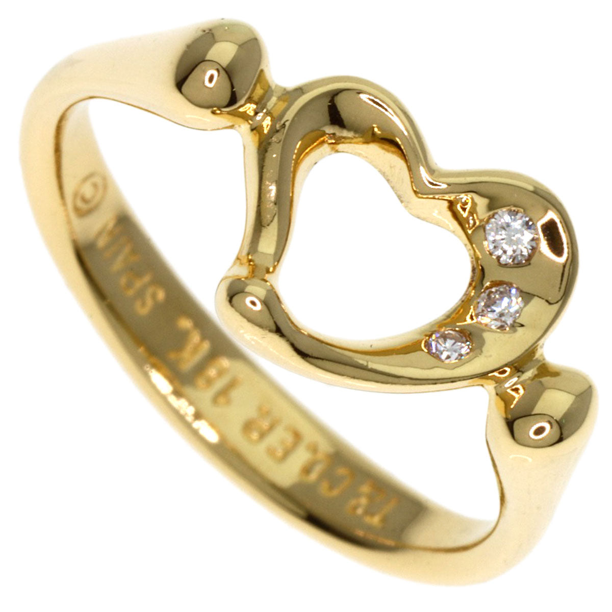 TIFFANY&Co.   Ring Open Heart 3P Diamond K18 Yellow Gold Ladies