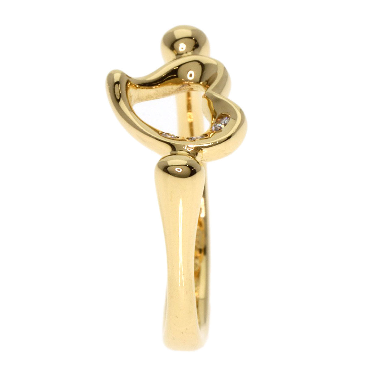 TIFFANY&Co.   Ring Open Heart 3P Diamond K18 Yellow Gold Ladies