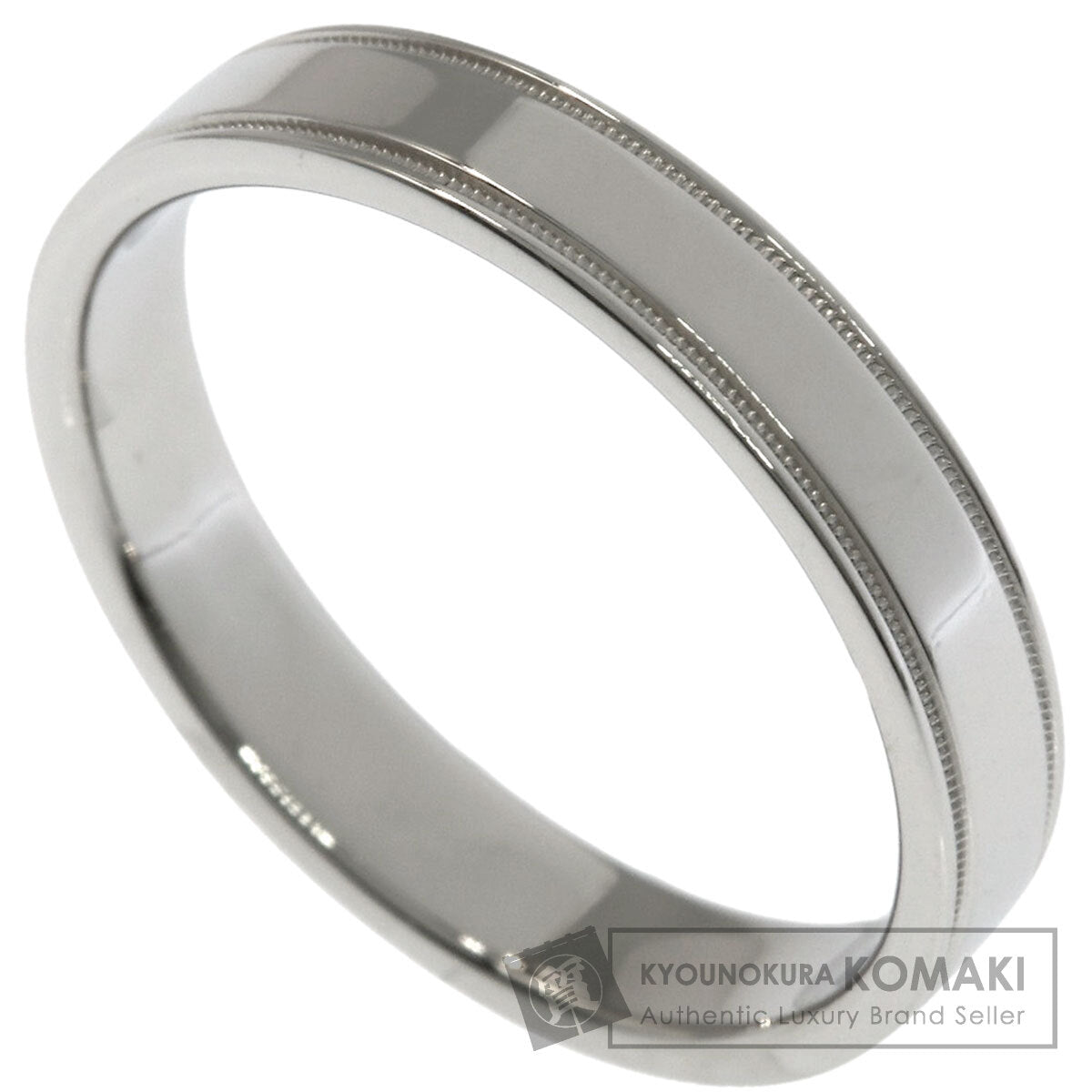 TIFFANY&Co. Milgrain Flat Band Ring Platinum PT950 Ladies [Used]