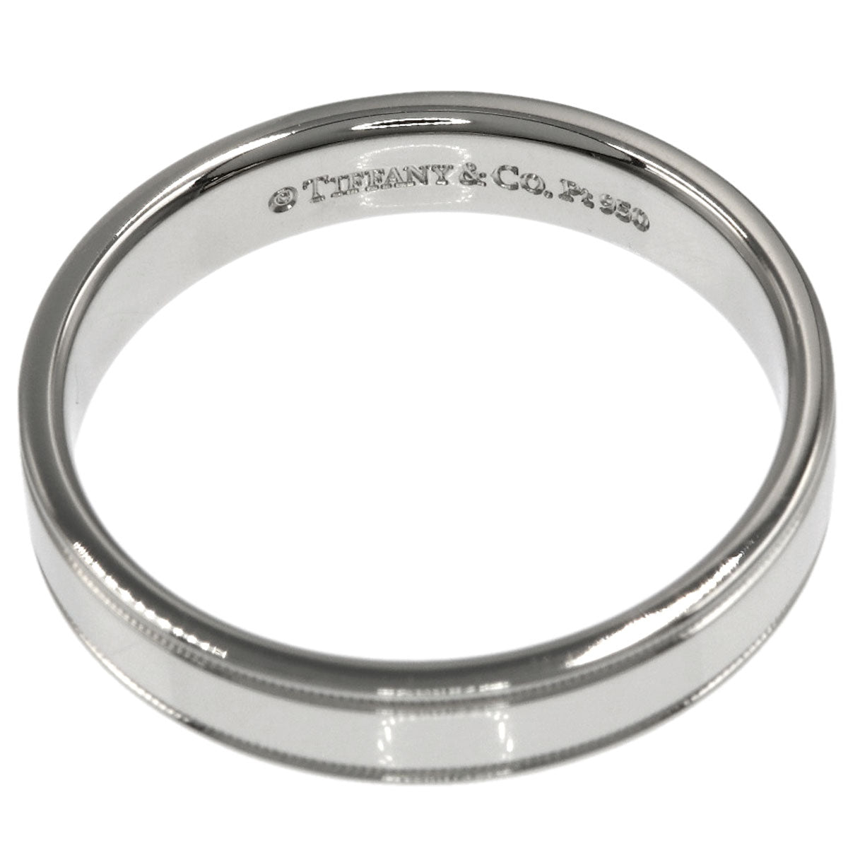 TIFFANY&Co. Milgrain Flat Band Ring Platinum PT950 Ladies [Used]