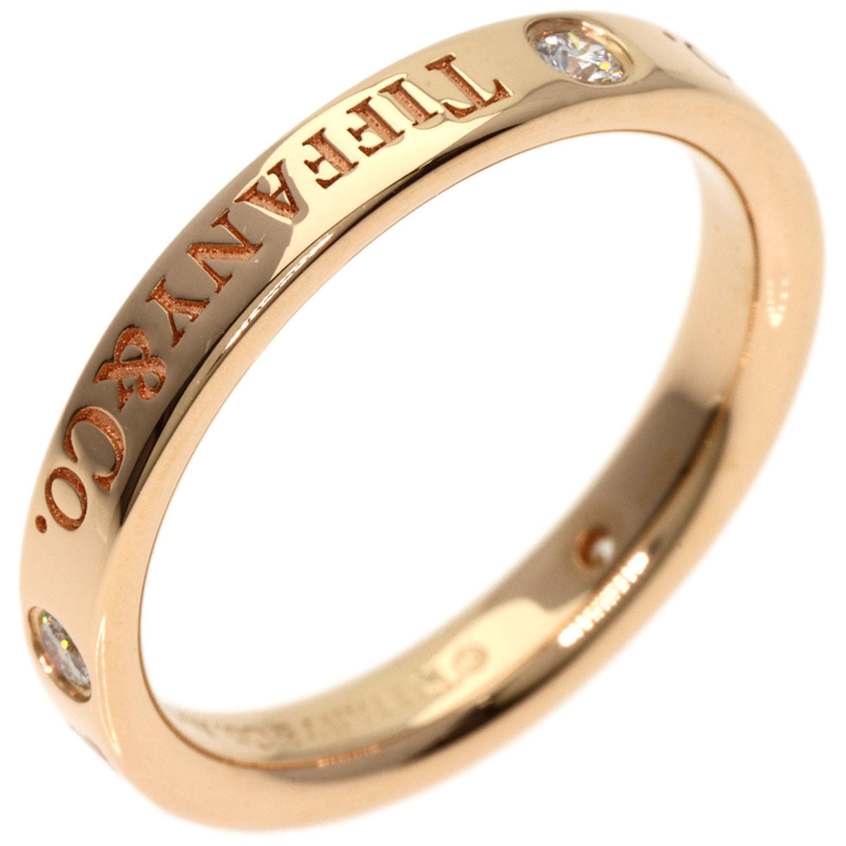TIFFANY&Co.   Ring Flat Band 3P Diamond K18 Pink Gold Ladies