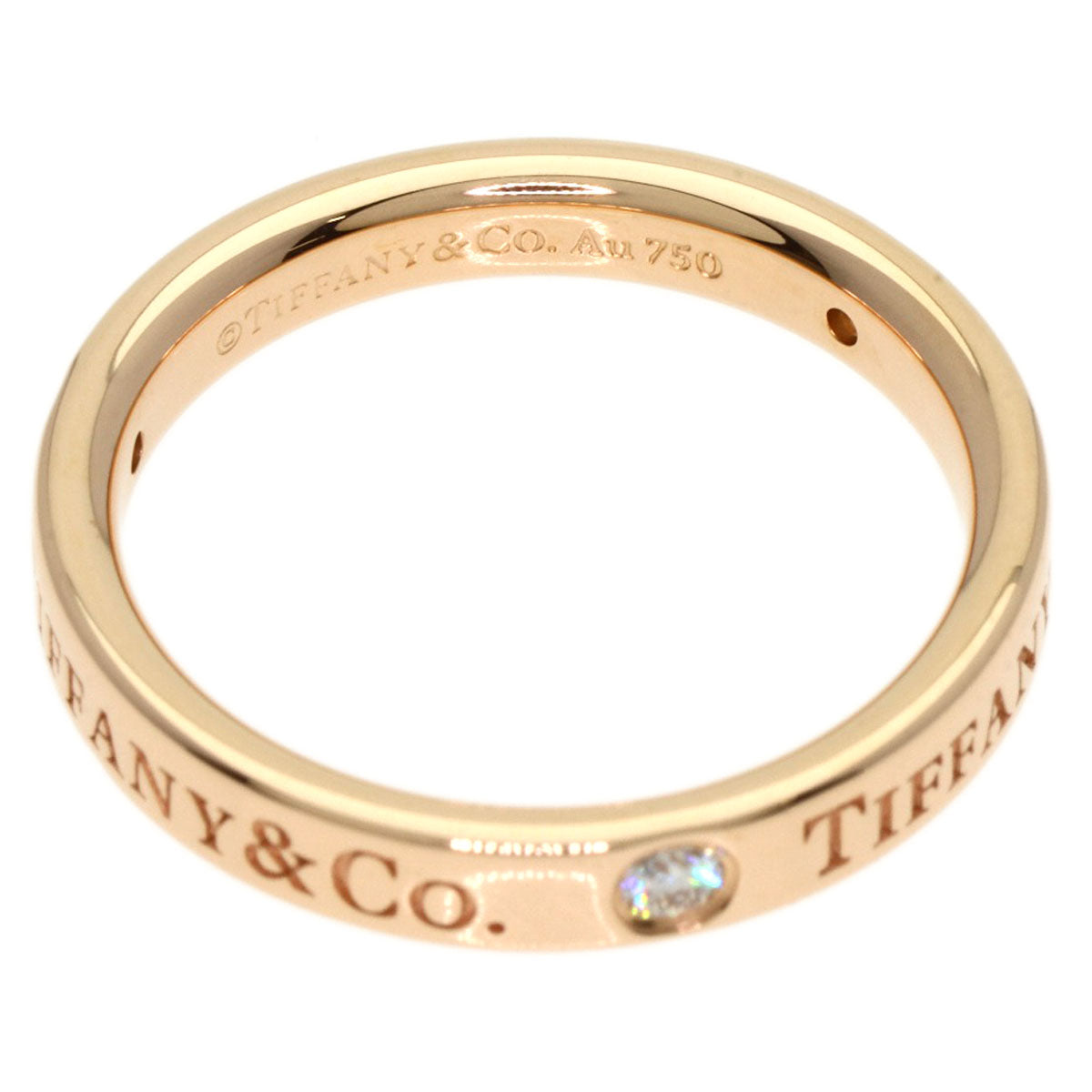 TIFFANY&Co.   Ring Flat Band 3P Diamond K18 Pink Gold Ladies