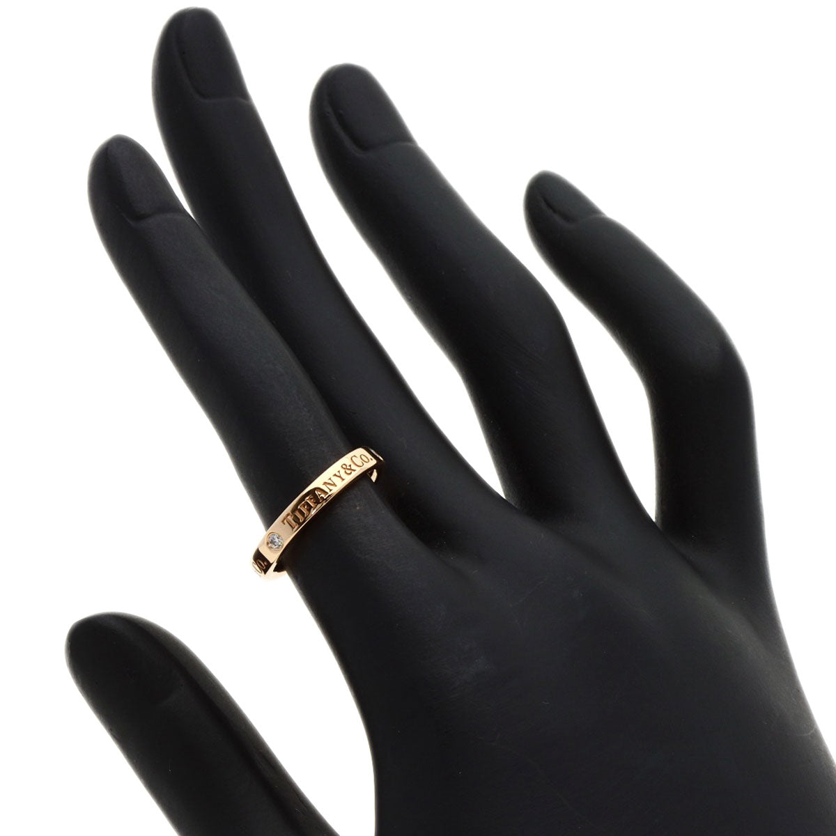 TIFFANY&Co.   Ring Flat Band 3P Diamond K18 Pink Gold Ladies