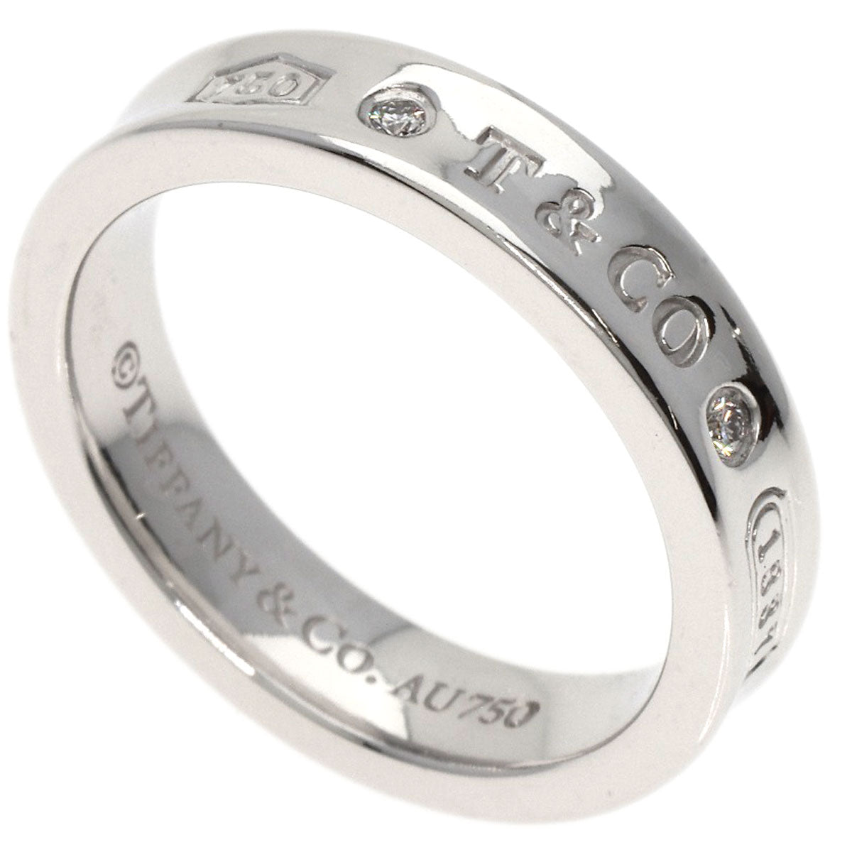 TIFFANY&Co.   Ring 1837 Narrow 2P Diamond K18 White Gold Ladies