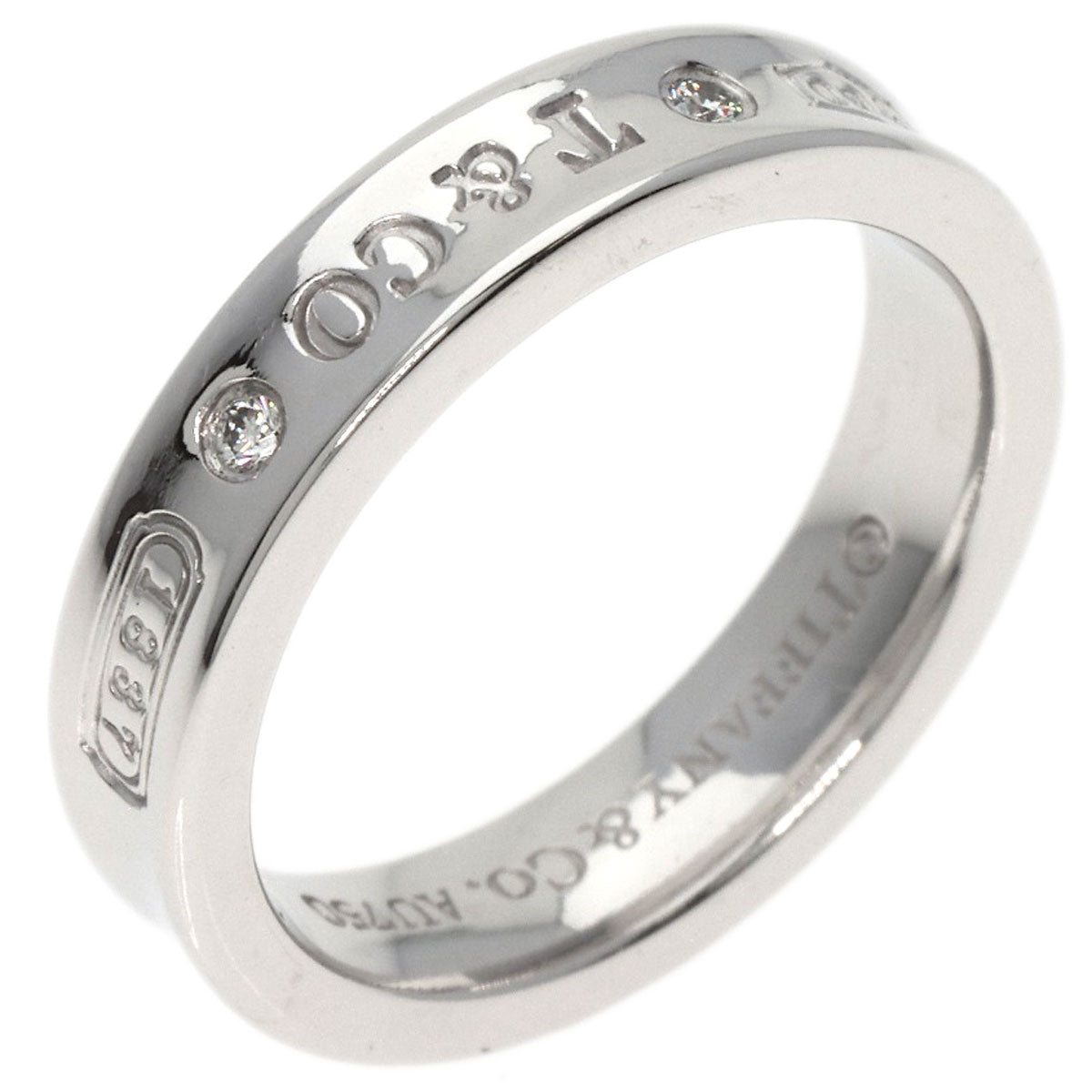 TIFFANY&Co.   Ring 1837 Narrow 2P Diamond K18 White Gold Ladies