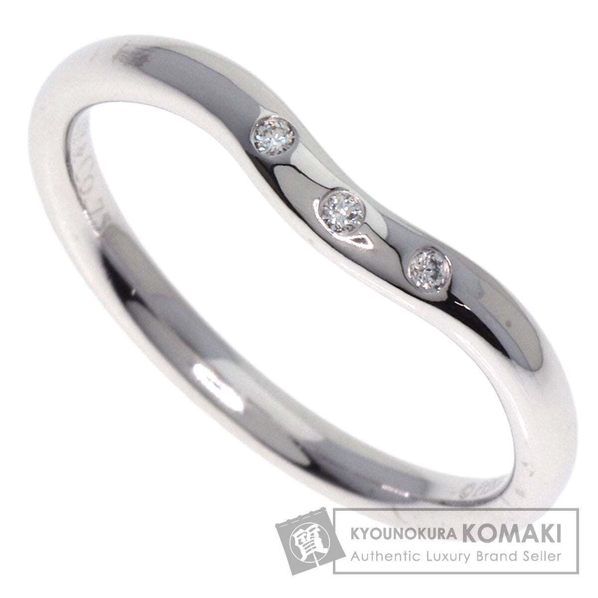 TIFFANY&Co. Curved 3P Diamond Ring K18 White Gold Ladies [Used]