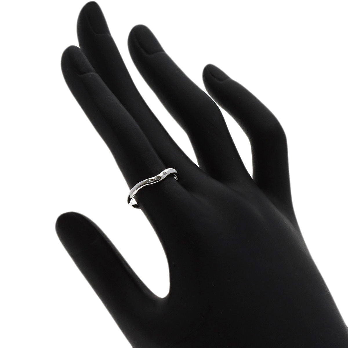 TIFFANY&Co. Curved 3P Diamond Ring K18 White Gold Ladies [Used]