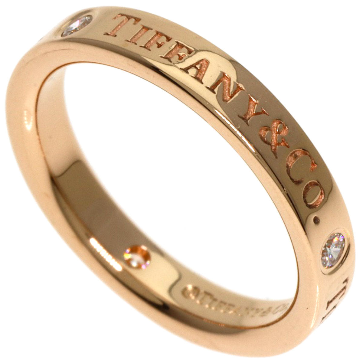 TIFFANY&Co.   Ring Flat Band 3P Diamond K18 Pink Gold Ladies