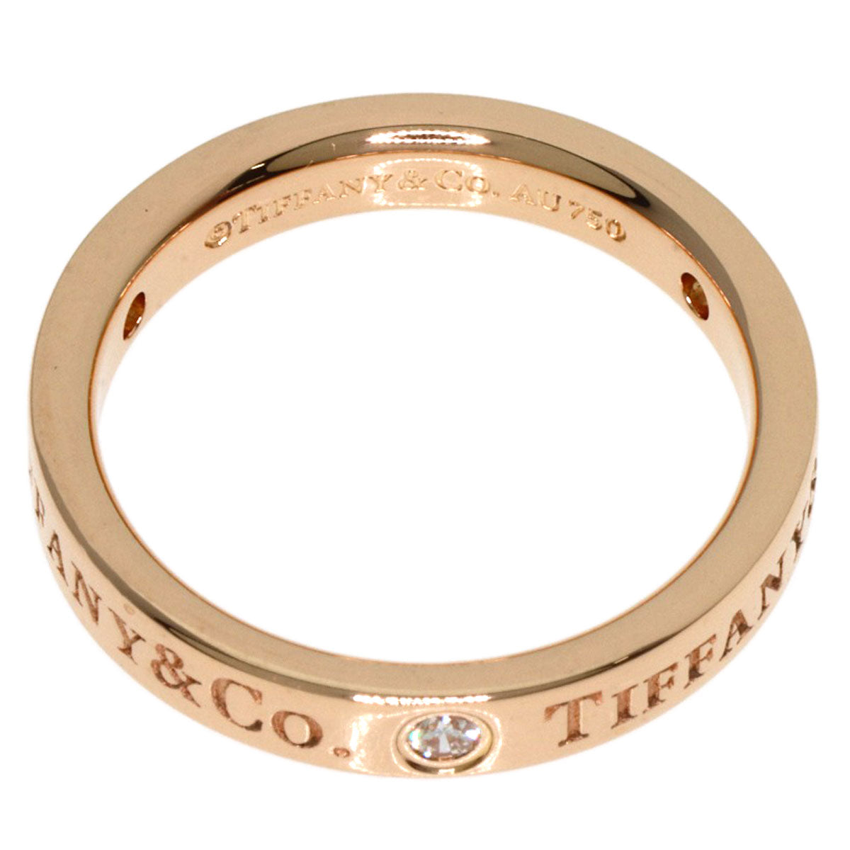 TIFFANY&Co.   Ring Flat Band 3P Diamond K18 Pink Gold Ladies