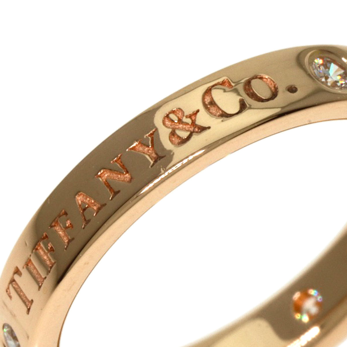 TIFFANY&Co.   Ring Flat Band 3P Diamond K18 Pink Gold Ladies