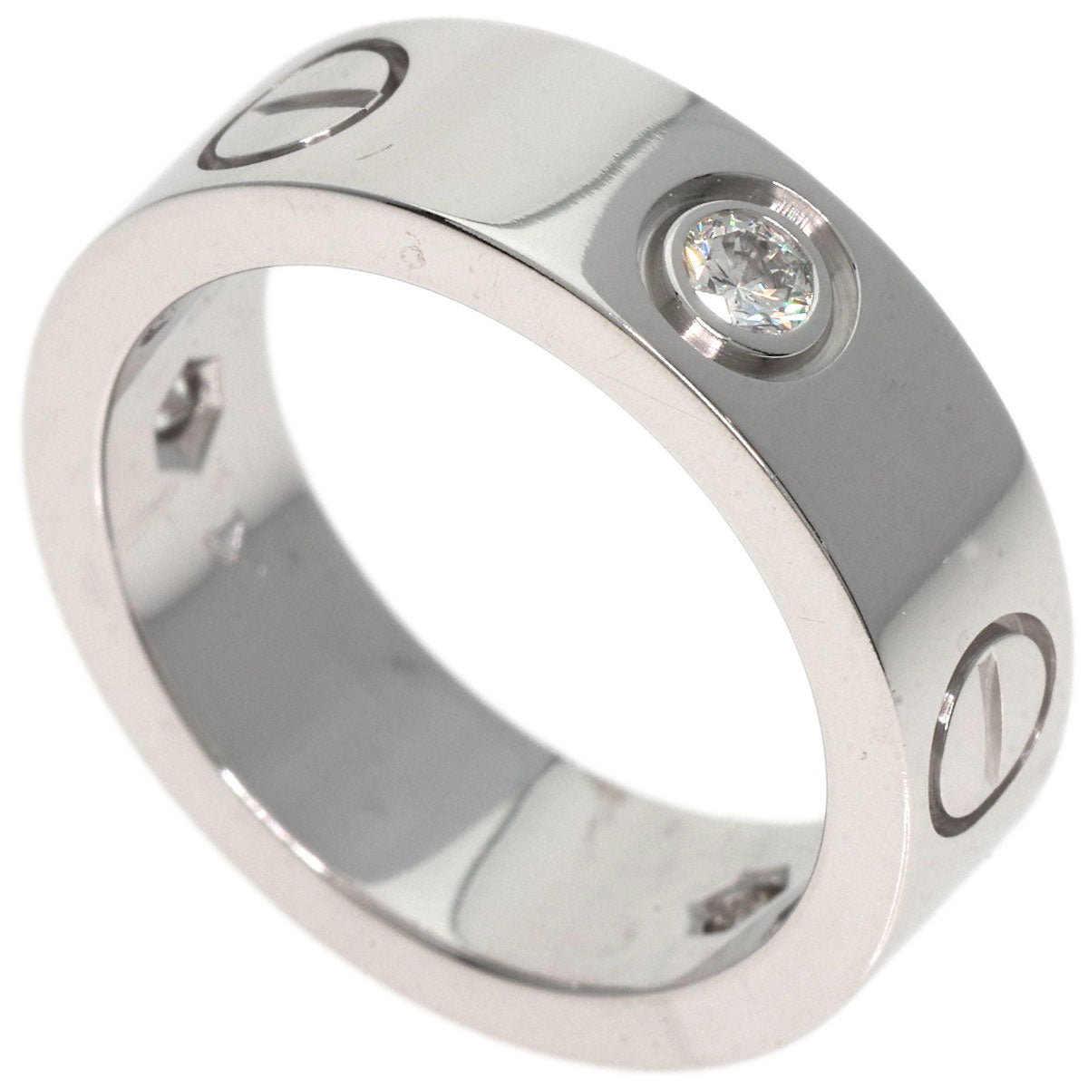 CARTIER love ring half Diamond #47 Ring K18 White Gold Ladies [Used]