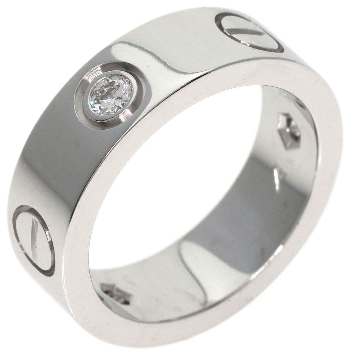 CARTIER love ring half Diamond #47 Ring K18 White Gold Ladies [Used]
