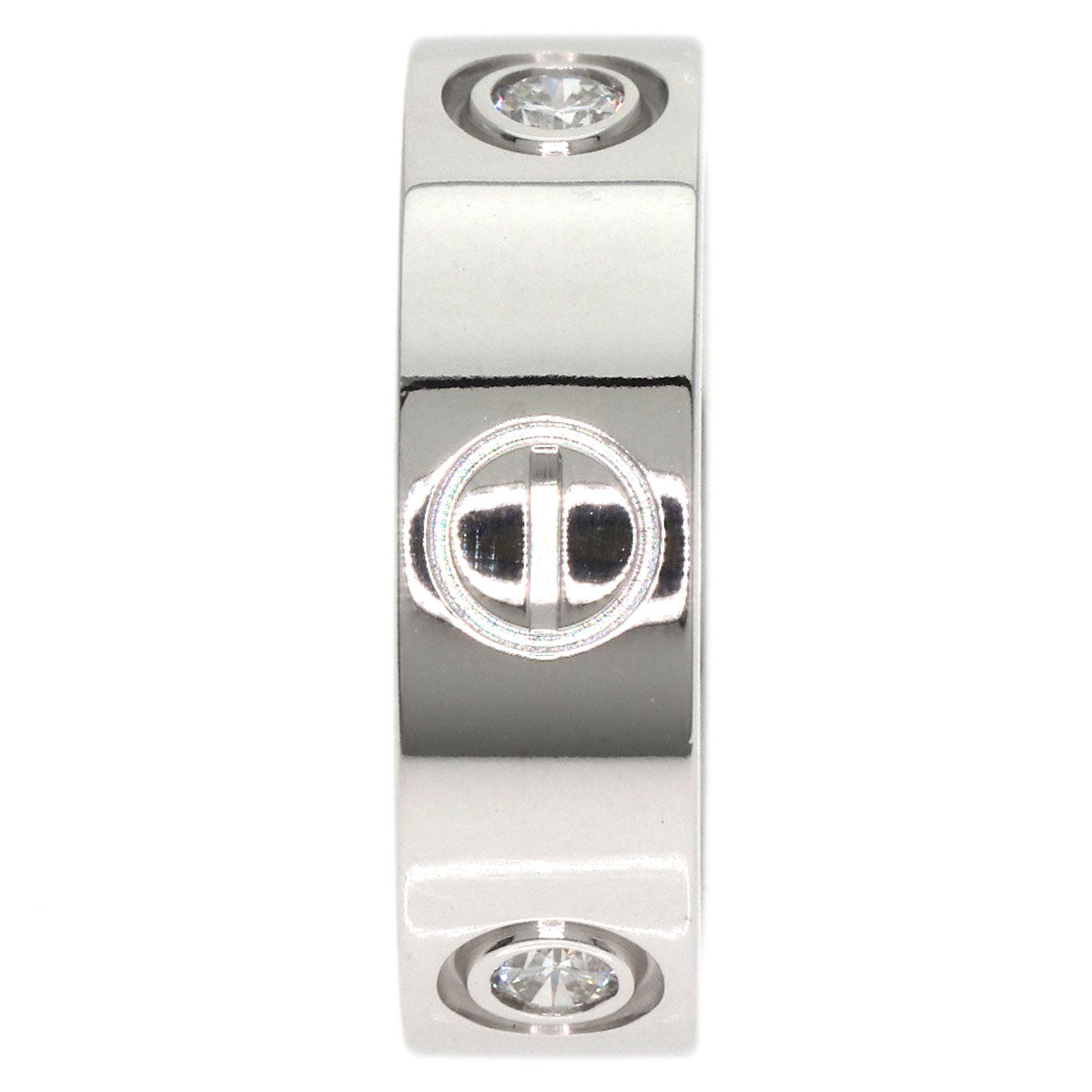 CARTIER love ring half Diamond #47 Ring K18 White Gold Ladies [Used]