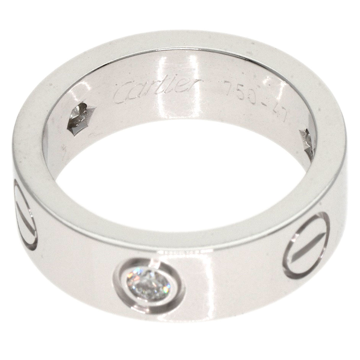 CARTIER love ring half Diamond #47 Ring K18 White Gold Ladies [Used]