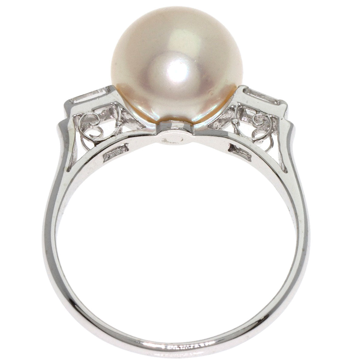 MIKIMOTO   Pearl Pearl Diamond Ring  K14 White Gold Ladies [Used]