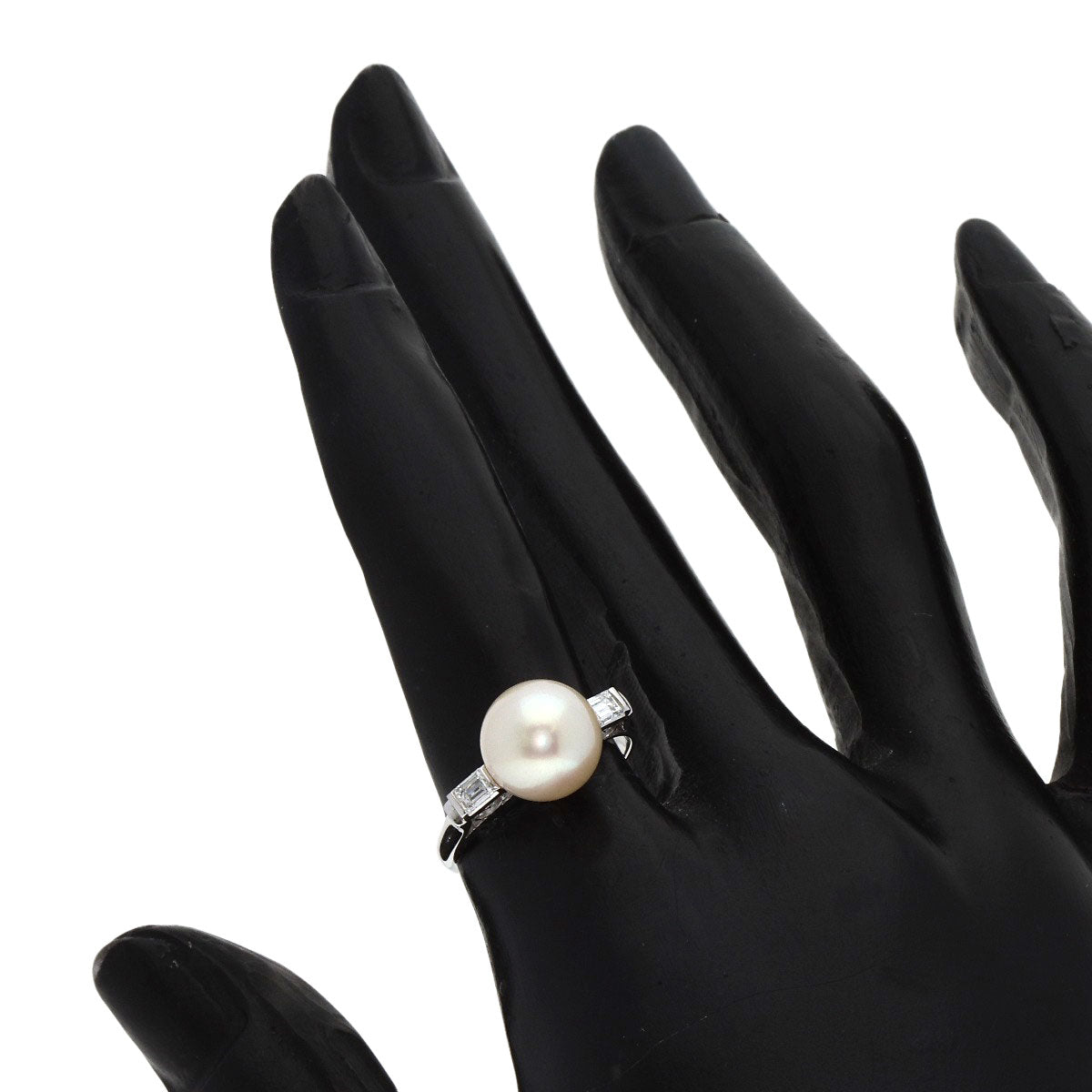 MIKIMOTO   Pearl Pearl Diamond Ring  K14 White Gold Ladies [Used]