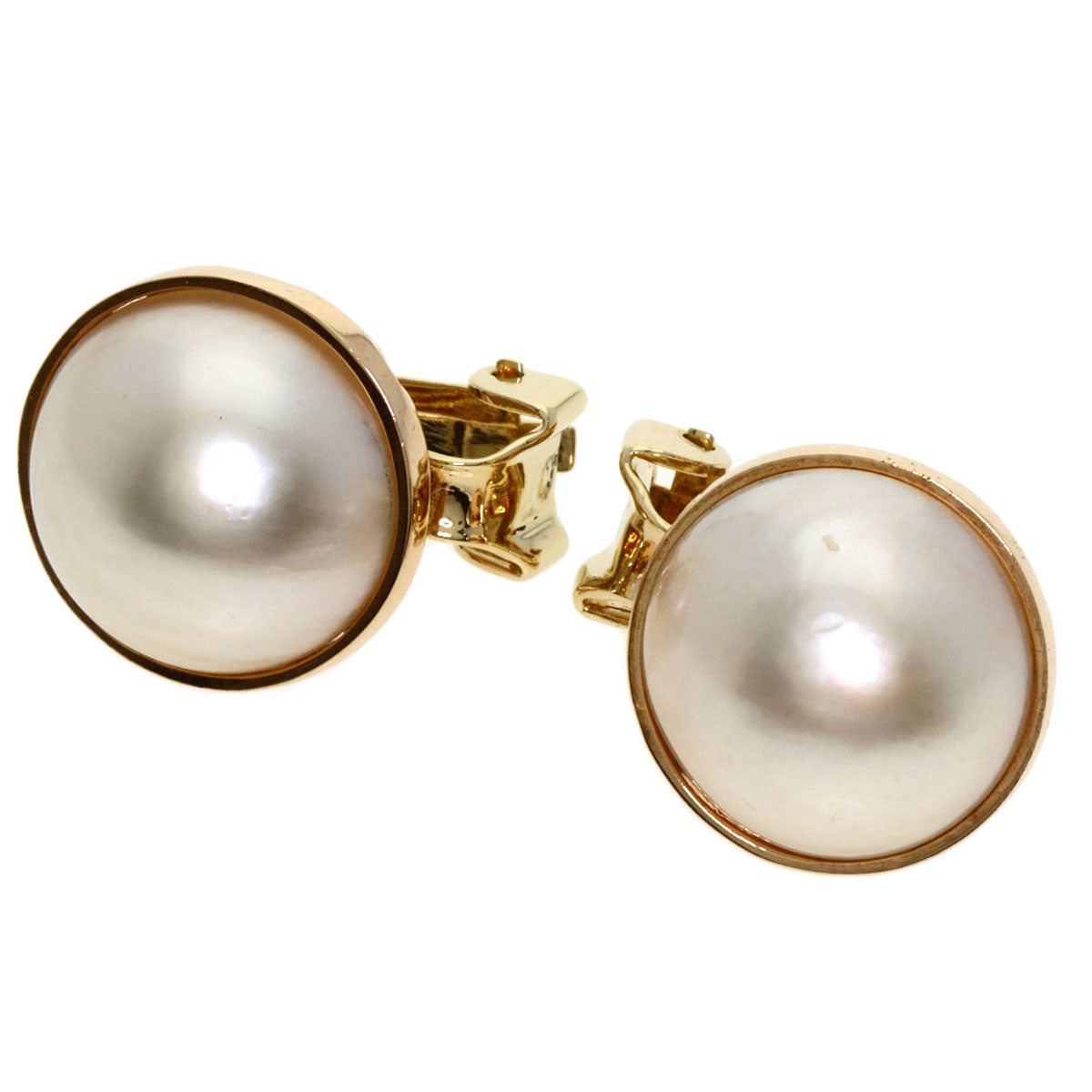 MIKIMOTO Mabe Pearl Pearl Earring K14 Yellow Gold Ladies [Used]