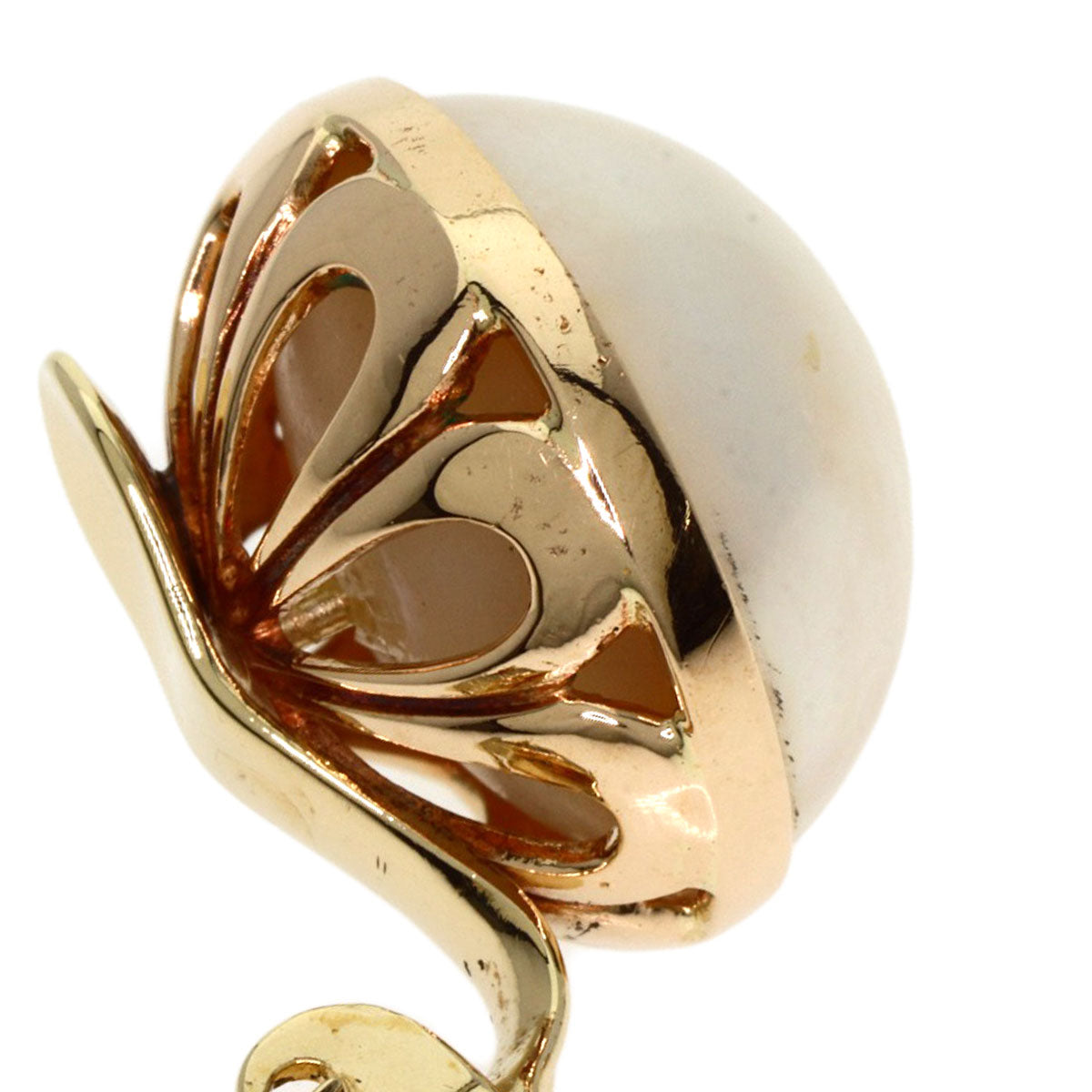 MIKIMOTO Mabe Pearl Pearl Earring K14 Yellow Gold Ladies [Used]