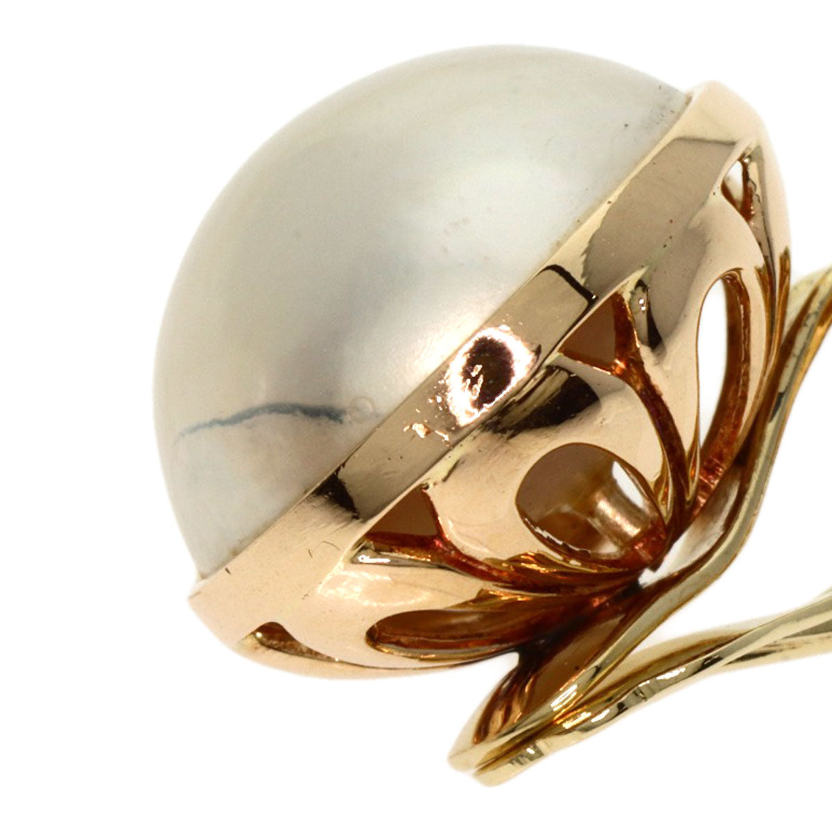 MIKIMOTO Mabe Pearl Pearl Earring K14 Yellow Gold Ladies [Used]