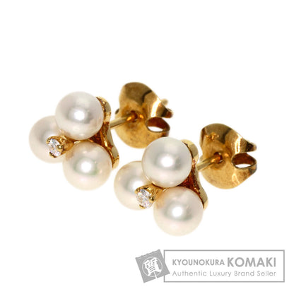 MIKIMOTO Pearl Pearl Diamond earring K18 Yellow Gold Ladies [Used]
