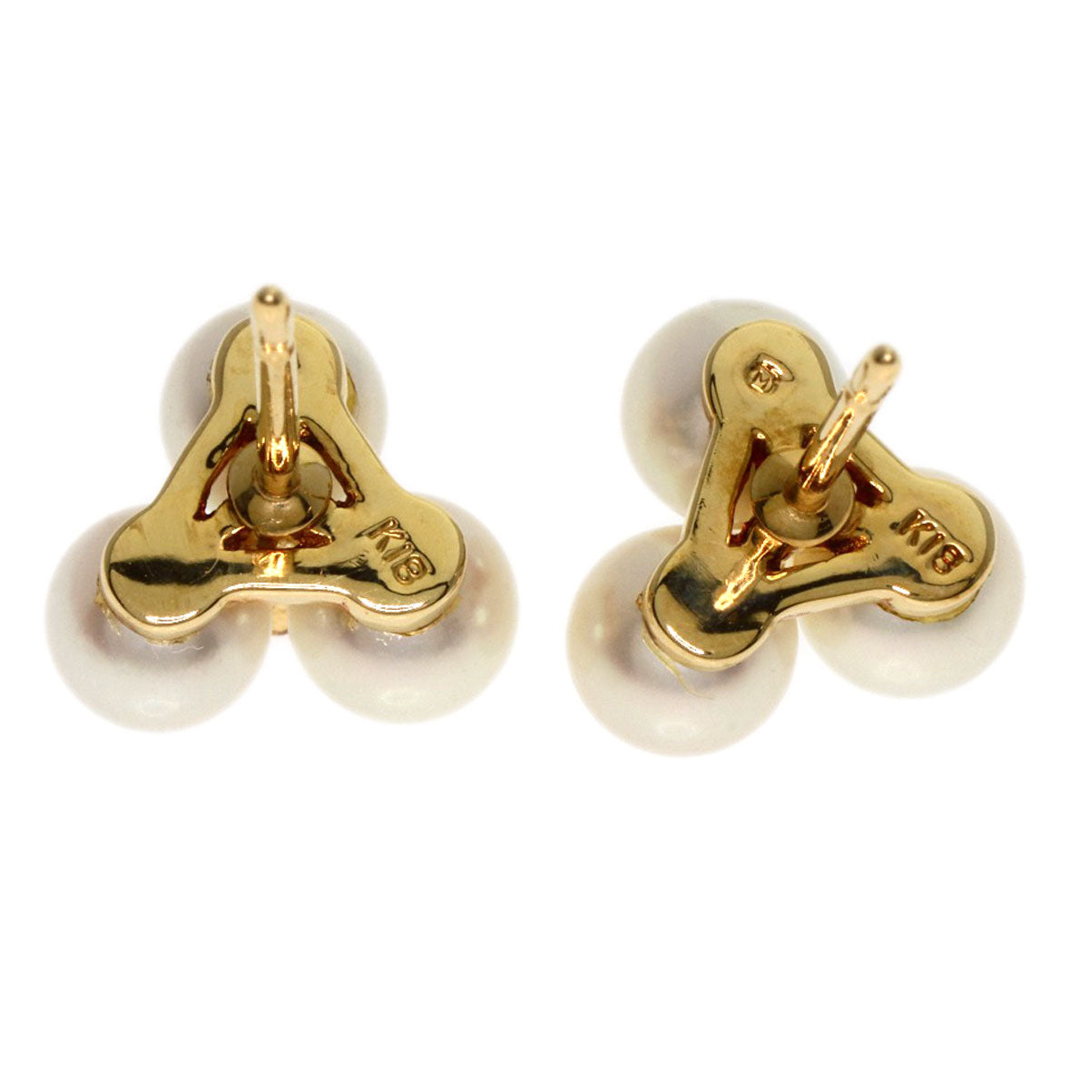 MIKIMOTO Pearl Pearl Diamond earring K18 Yellow Gold Ladies [Used]