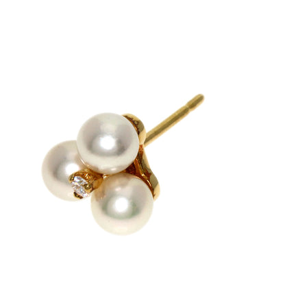 MIKIMOTO Pearl Pearl Diamond earring K18 Yellow Gold Ladies [Used]