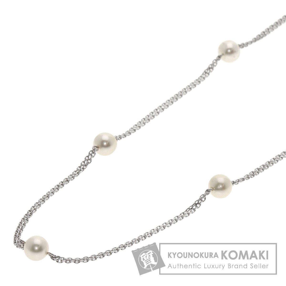 MIKIMOTO Pearl Pearl 7P Station 2-row Necklace K14 White Gold Ladies [Used]