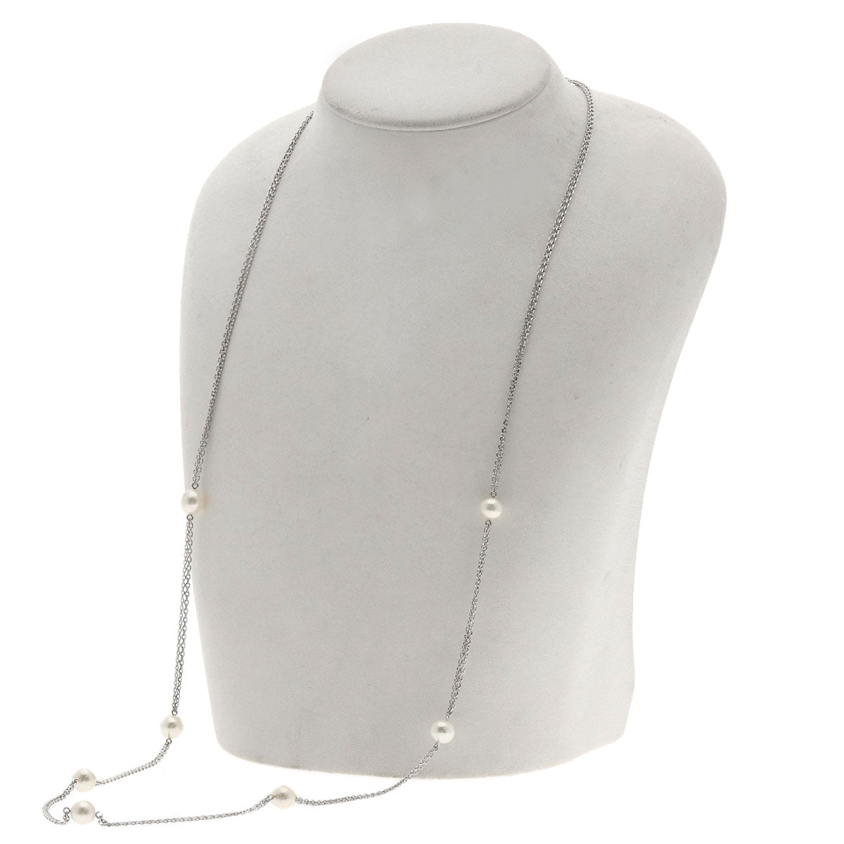 MIKIMOTO Pearl Pearl 7P Station 2-row Necklace K14 White Gold Ladies [Used]