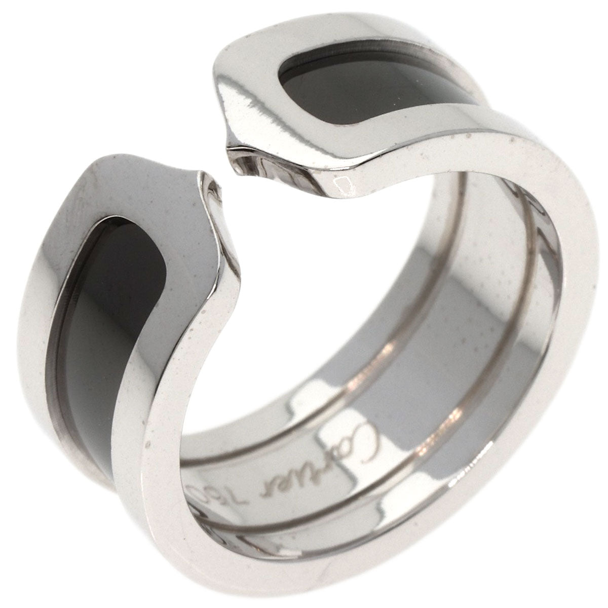 CARTIER   Ring C2 Black Lacquer #53 K18 White Gold Ladies
