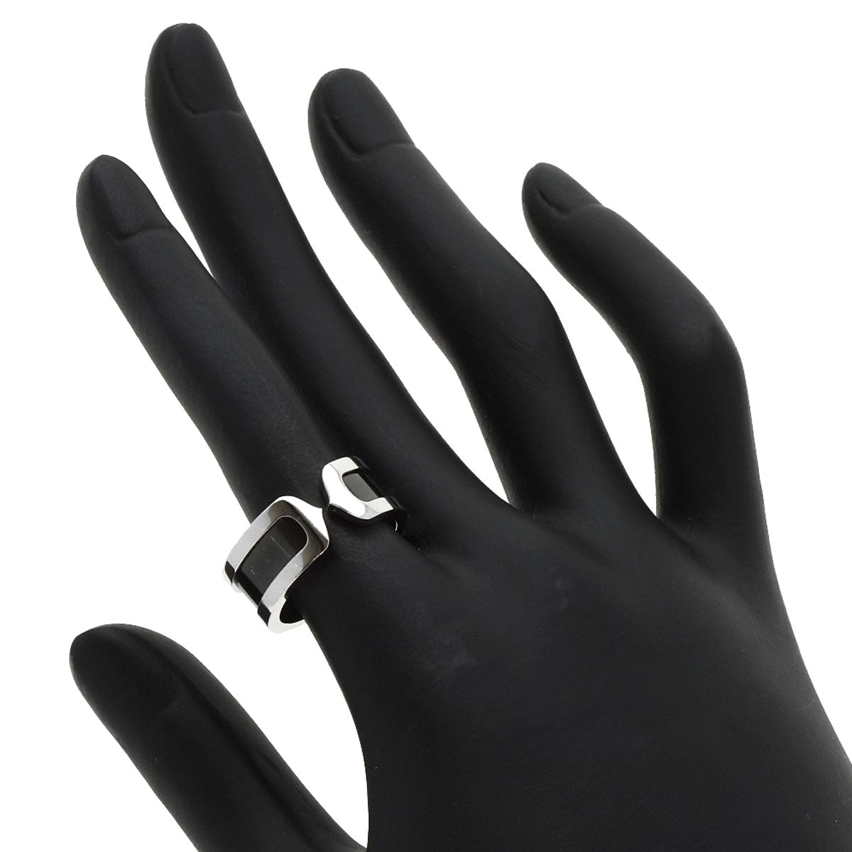 CARTIER   Ring C2 Black Lacquer #53 K18 White Gold Ladies